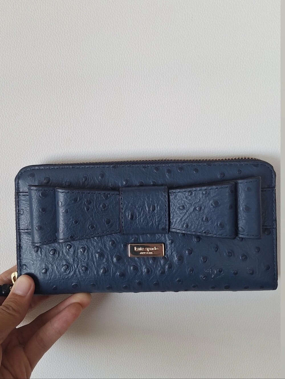Kate Spade Navy Blue Leather Long Wallet EUC